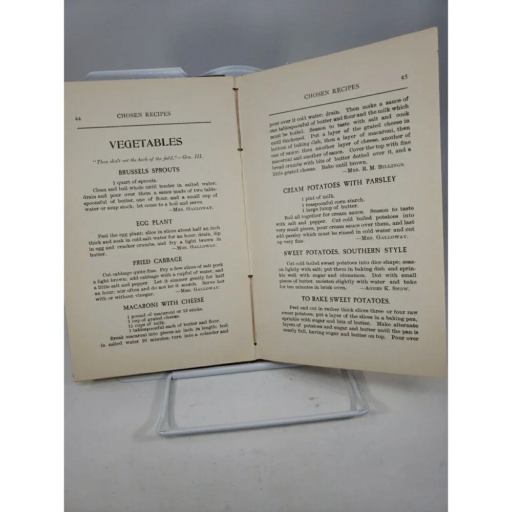 Chosen Recipes Cookbook 1905 Women of the First Unitarian Church of Chicago
